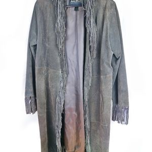 100% Suede Fringe Trench Coat
